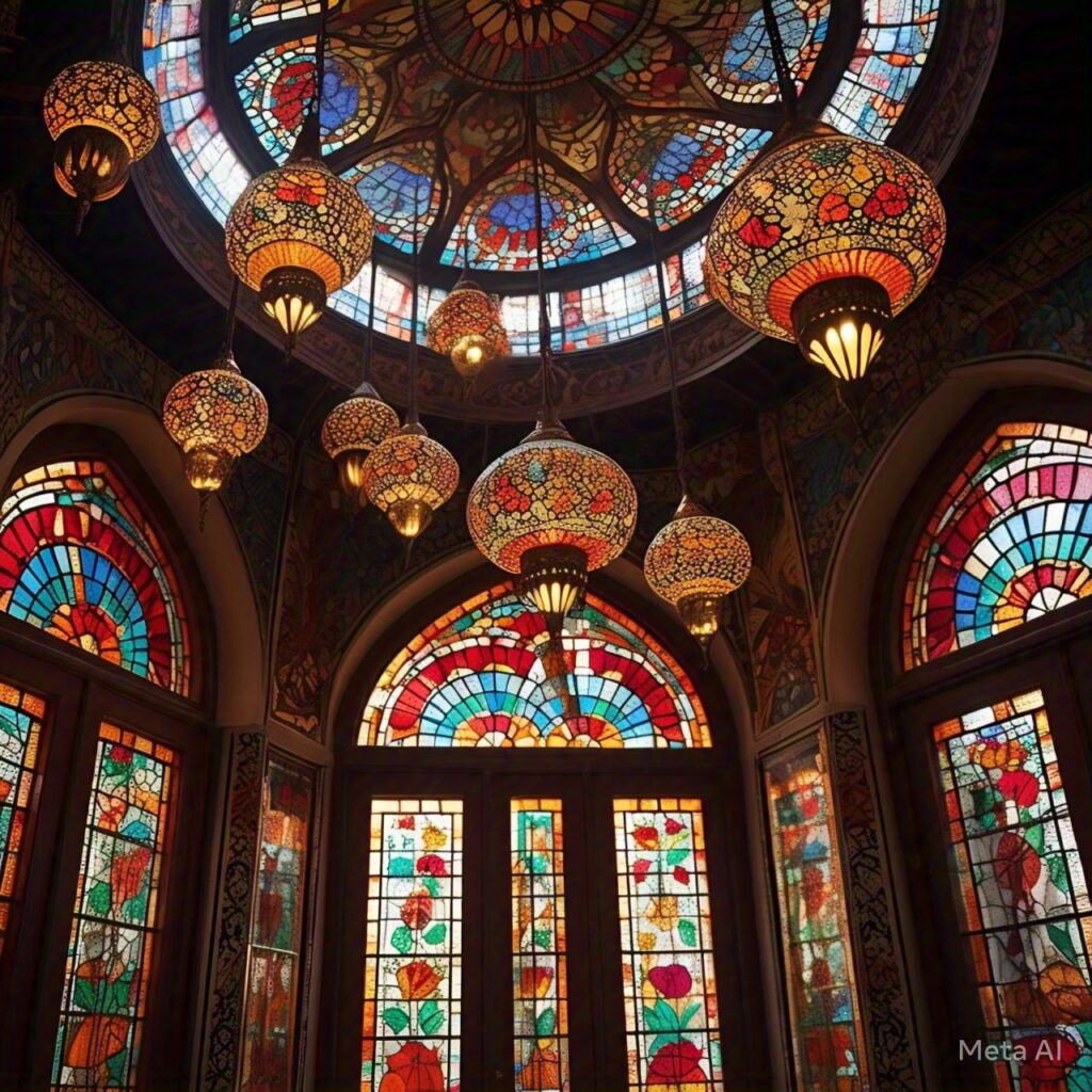Arabesque Meets Mid-Century Modern: A Fusion of Timeless Elegance in Home Decoration 7 Arabesque Stained Glass