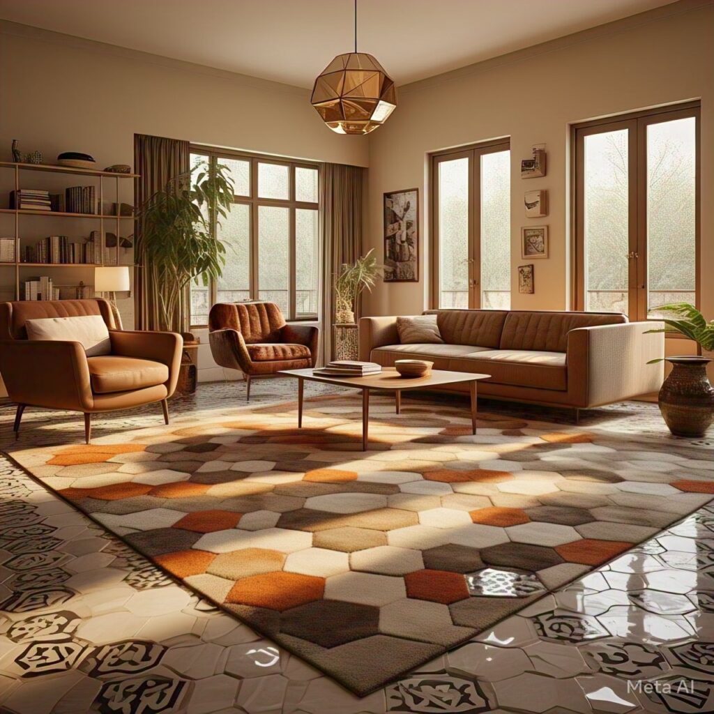 Arabesque Meets Mid-Century Modern: A Fusion of Timeless Elegance in Home Decoration 4 Geometric Rugs