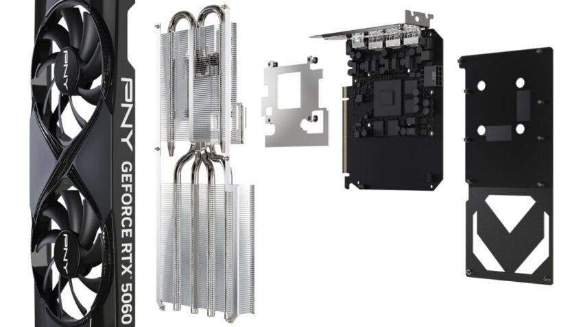 PNY RTX 5060 Ti 16GB STD Dual Fan exploded 1152x648